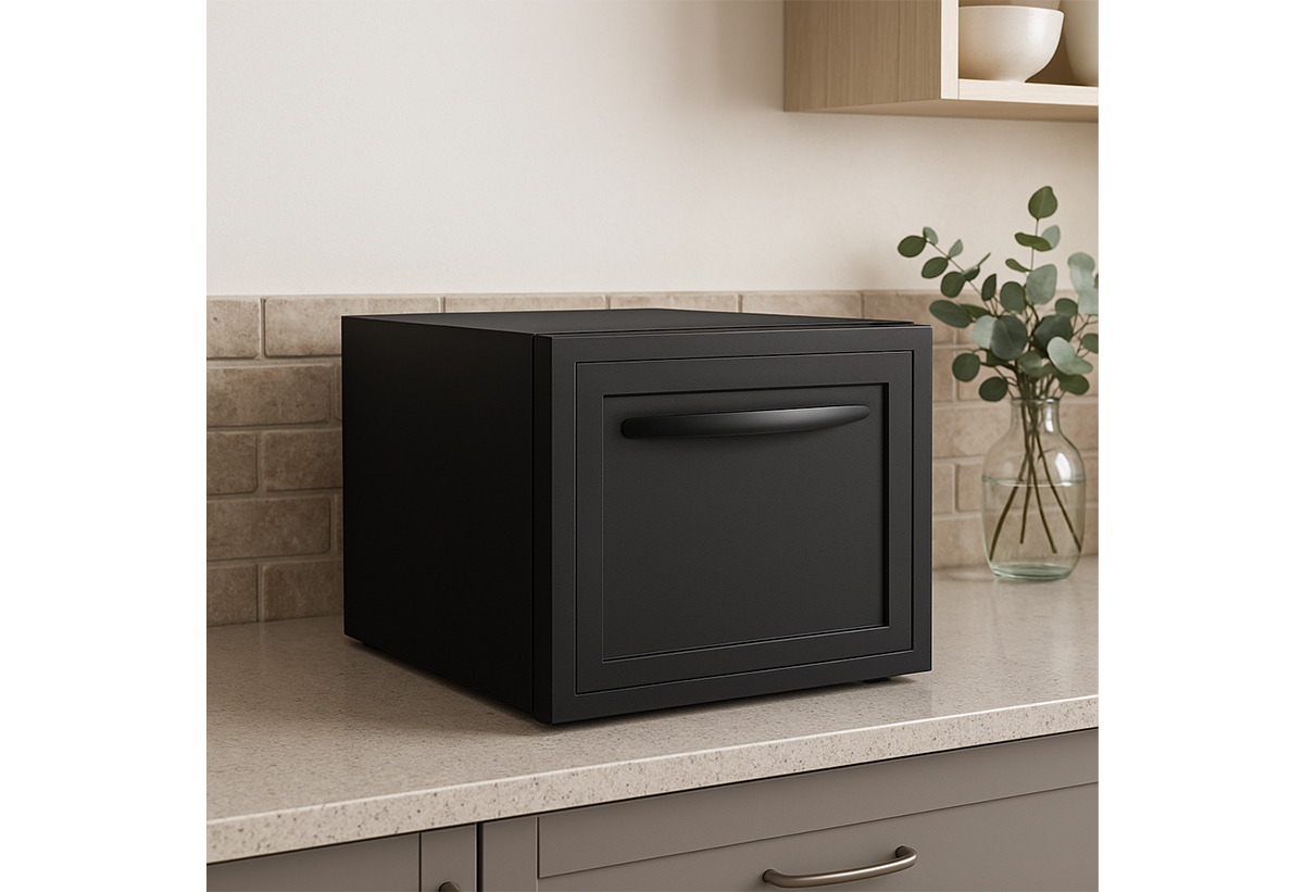 Απεικονίζεται το mini bar πάνω σε πάγκο κουζίνας.